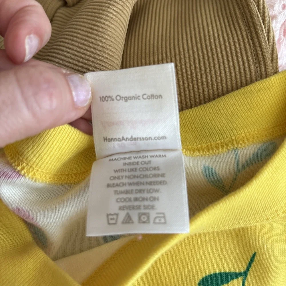 Hanna‎ Andersson Girl's Size 10 Short Sleeve Yellow Floral/ Apple Pajama Top